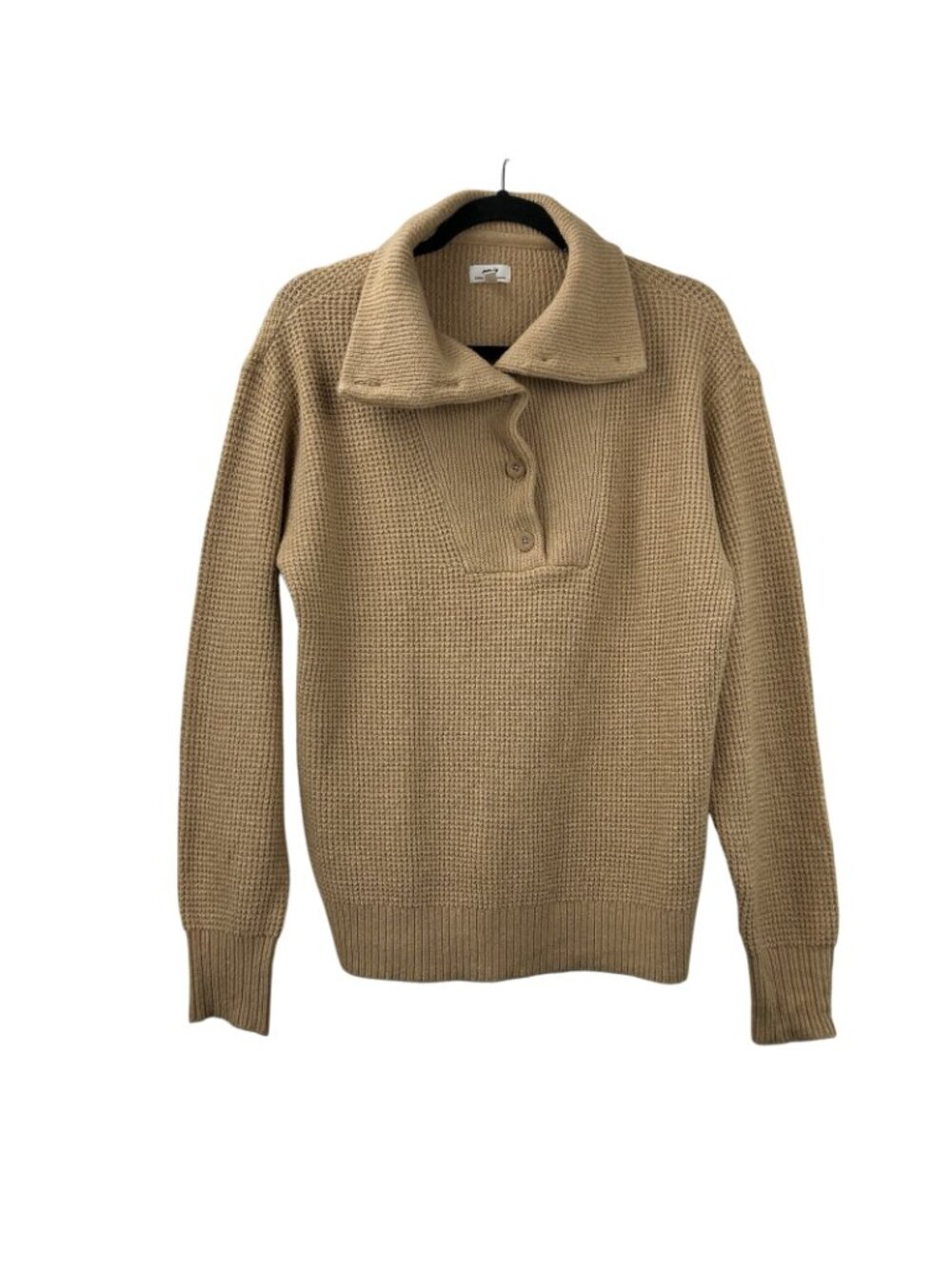Aerie Oversized Cozy Up Waffle Button Sweater Women’s Size XS Color Tan Beige - Picture 3 of 16